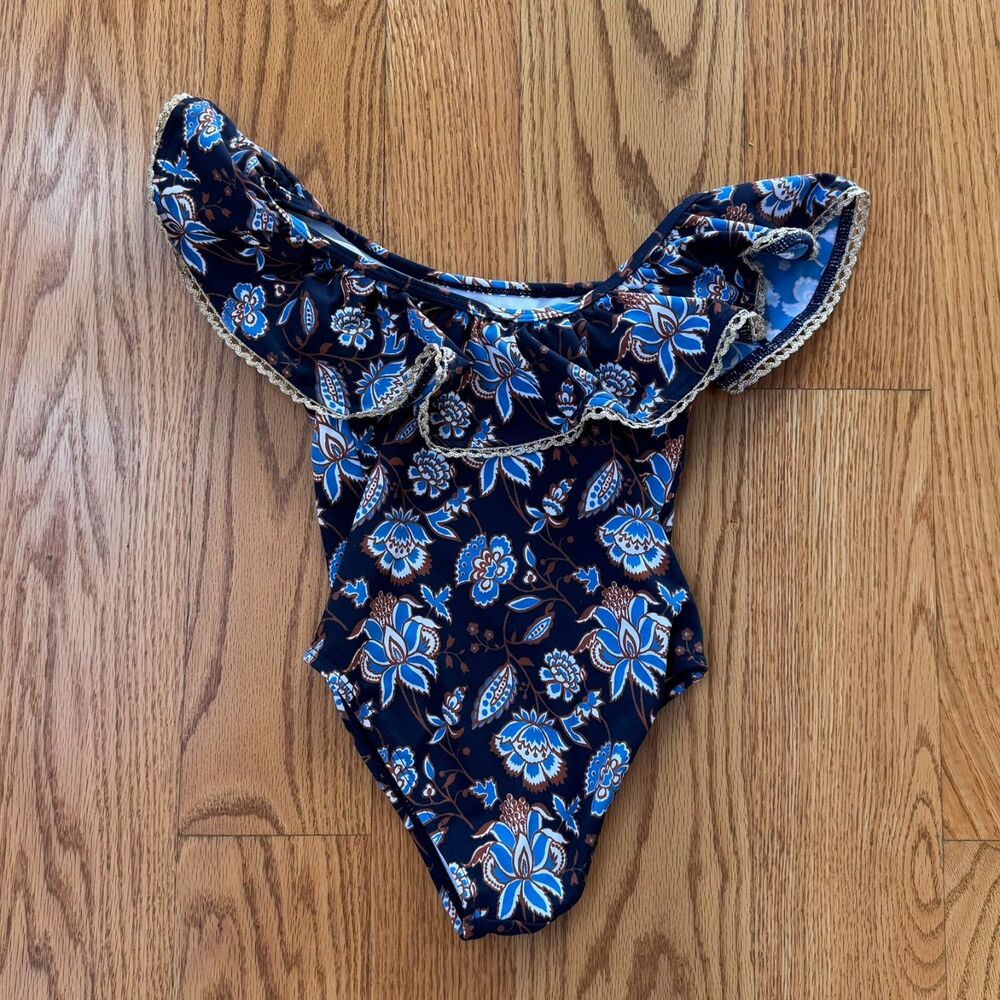 EUC Janie and Jack Ruffle sz 4 one-piece floral swimsuit